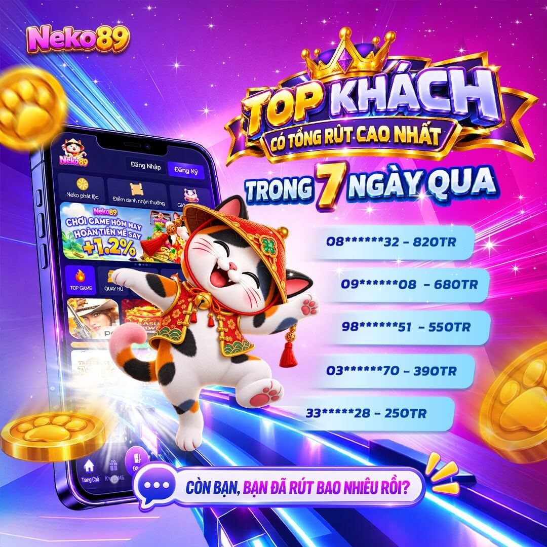 Ảnh minh hoạ ưu đãi: Top khách có tổng rút cao nhất 7 ngày qua