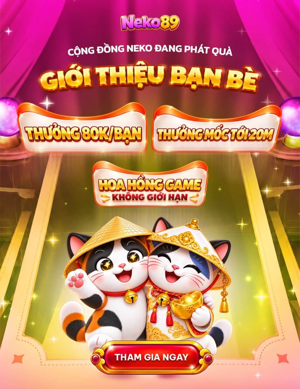 Ảnh minh hoạ ưu đãi: Giới thiệu bạn bè: 80K/bạn, thưởng mốc tới 20M, hoa hồng không giới hạn